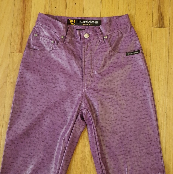 purple pleather pants
